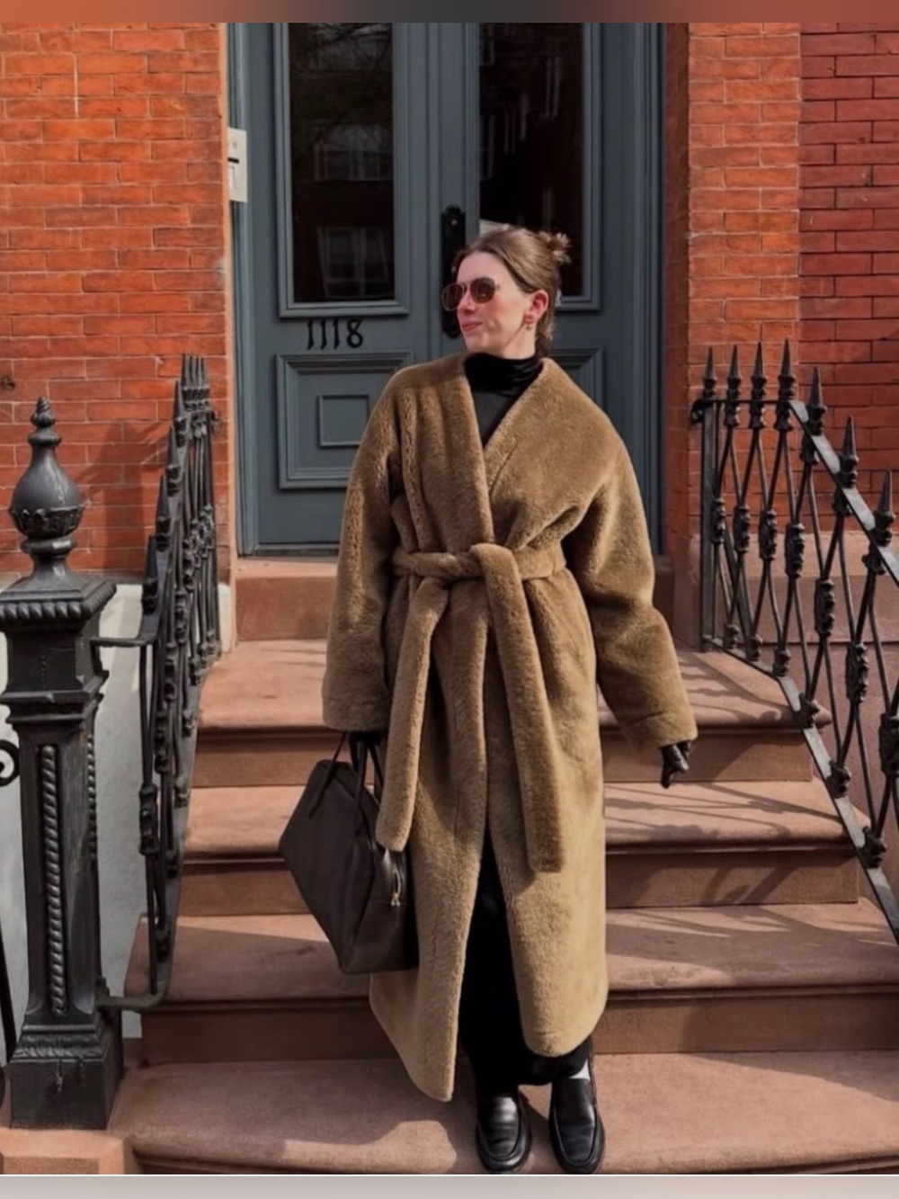 ZARA ZW COLLECTION Faux-Fur Long Winter Coat NWOT Tie Belt Sz M WARM VERY LUX!!
